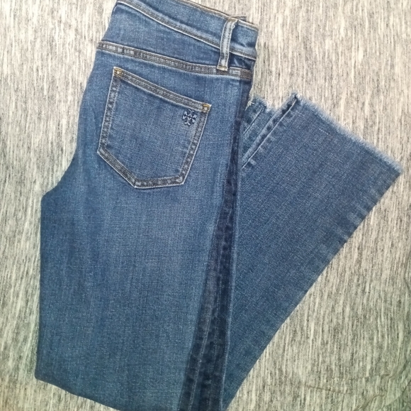 Tory Burch | Harley Jeans Rain Wash Raw Frayed Hem Jeans Womens Size 26 - Picture 2 of 16